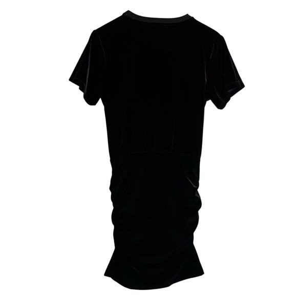 The Kooples Black Velvet Short Sleeve Ruched Crewneck Mini Dress Size Medium - Picture 12 of 13
